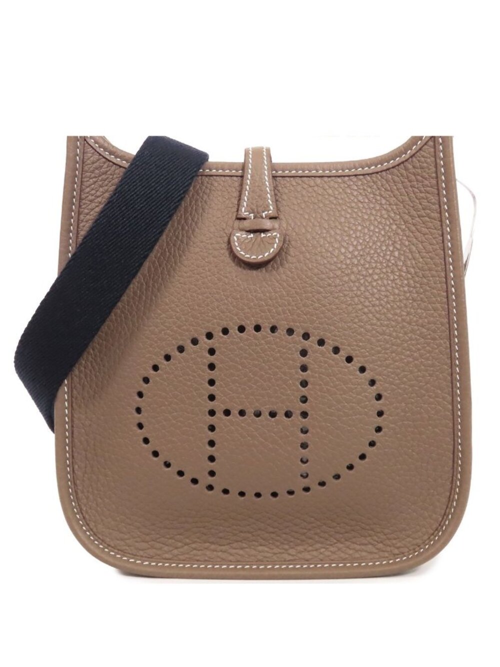 Hermes Evelyne Amazon TPM Etoupe Blue Indigo Silver Taurillon Shoulder Bag